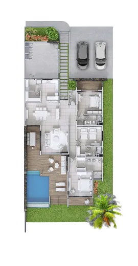 Rez-de-chaussée avec jardin