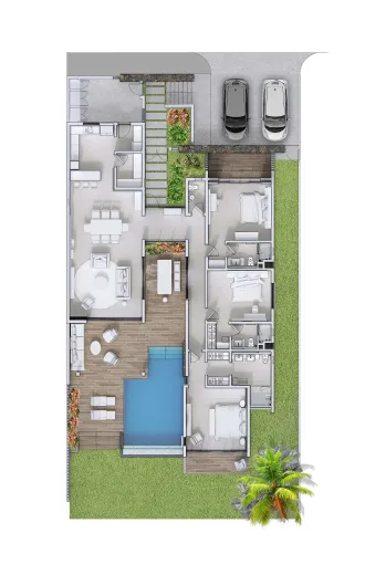 Rez-de-chaussée avec jardin