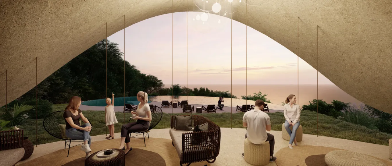La vue mer depuis le restaurant de l'écolodge