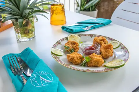 Tapas and embroidered napkin