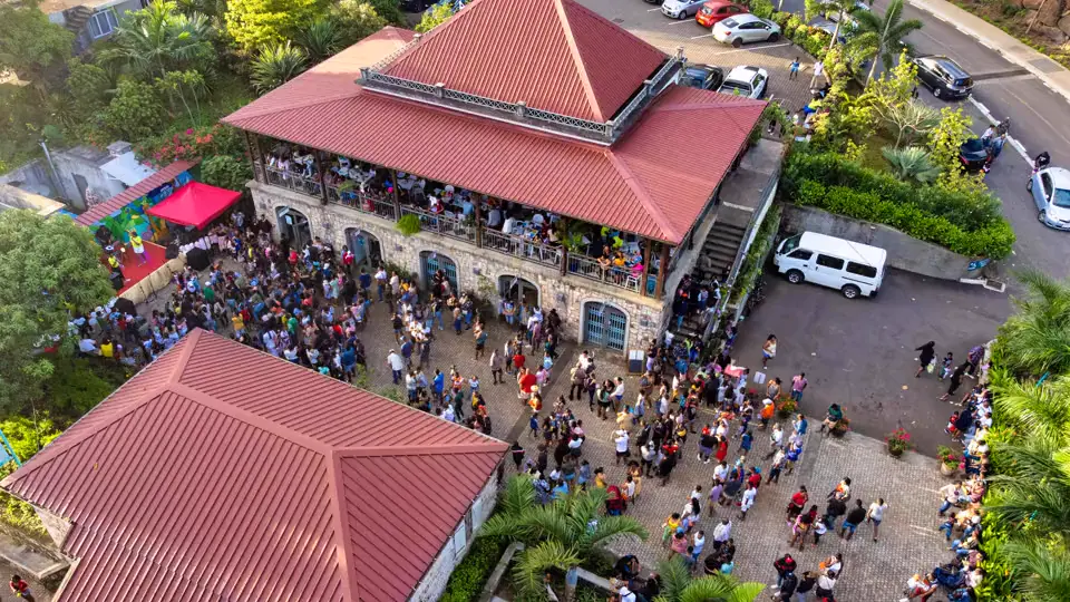 The restaurant seen from the sky on an event day