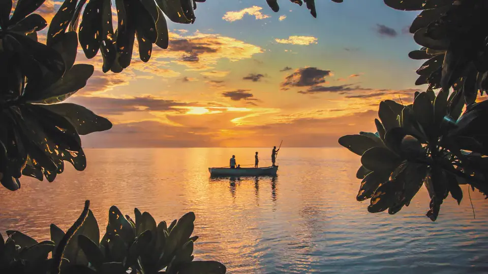 Sunset over the Baie du Cap lagoon
